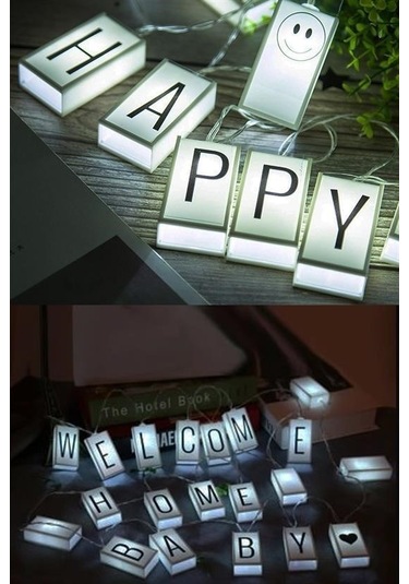 Zmc Bilişim 10lu Lightbox Işıklı Harf Mesaj Panosu Dekoratif Harf Işık Zinciri