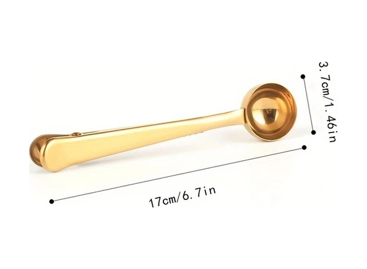 Xuweiwei Altın 1 Adet Paslanmaz Çelik Çok Amaçlı Kahve Kaşığı Ve Kolay Temizlenen Poşet Kapatma Aracı