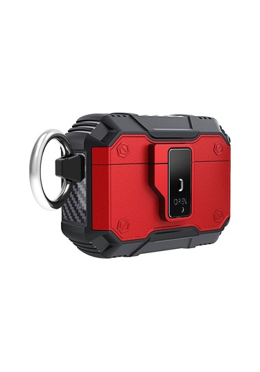 Noktaks - Airpods Pro Uyumlu - Kılıf Darbelere Karşı Dayanıklı Düğmeli Airbag 35 Kılıf - Kırmızı - T31751 Kırmızı