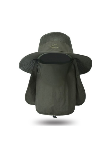 Yüz Maskesi İle Yaz Açık Havada Çabuk Kuruyan Erkek Güneş Şapkası E5kjux Yeşil