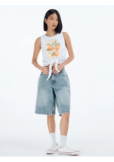 Tvoe Pamuklu Bağcıklı Bel Ve Baskılı Atlet 233095476 Beyaz