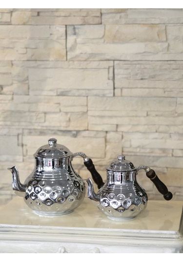 Bakır Çaydanlık Gamzeli Model Gümüş Renk
