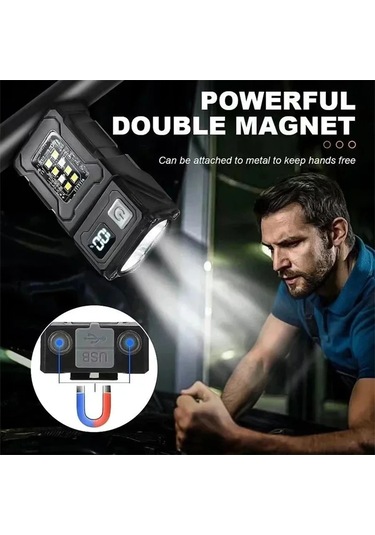 Açık Yüksek Parlaklık Küçük Çelik Tabanca Gece Lambası Çift Işık Siyah