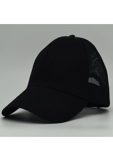 Unisex Ayarlanabilir Siyah Fileli Spor Basic Şapka Siyah