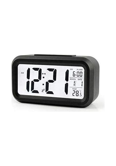Lcd Işıklı Sensörlü Termometreli Alarmlı Dijital Masa Saati + Pil (253622563)