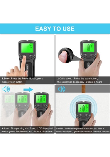 Tenfowee 5 Fonksiyonlu Duvar Tarayıcı: Ahşap, Metal Ve Ac Hatlarını Tespit Eden Lcd Ekranlı Cihaz Siyah