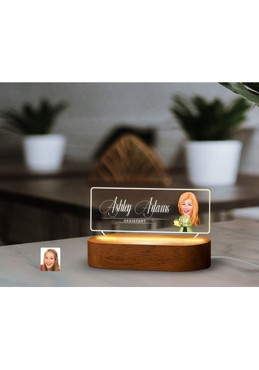 Bk Gift Kişiye Özel İsimli Asistan Karikatürlü Led Işıklı Akrilik Masa İsimliği-2, Ofis Dekoru, Mesleki Hediye, Ofis Hediyeleri Kobitmeyen137996 Bk G