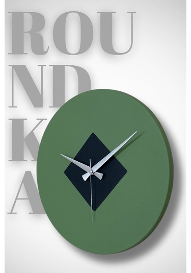 Roundka Model Metal Sıvama Akar Sessiz Mekanizmalı Duvar Saati 40 40 Cm Yeşil Siyah Yeşil - Siyah