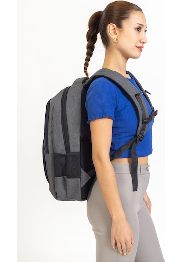 Dada Gri Okul Çantası Geniş İç Hacim Yandan Cepli Uzun Ömürlü ve Sağlam Ortaokul - Lise - Üniversite