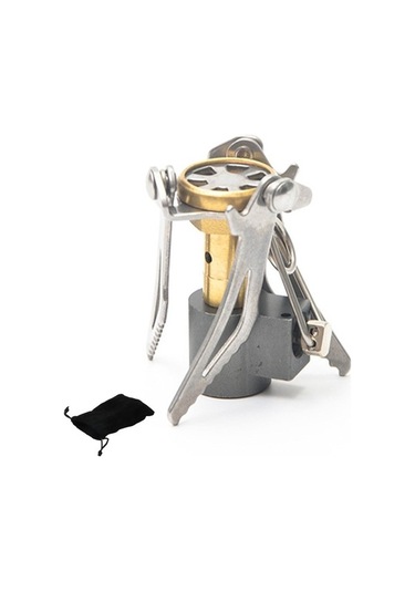 Prestigegoods Mini Açık Hava Katlanır Gaz Ocağı, Paslanmaz Çelik, 3000w, Taşınabilir Piknik Fırını, Gümüş Renk, 50g Ağırlık, Yaklaşık 8,5x6,9cm Boyut, Saklama Çantası İle Gönderilir Gümüş