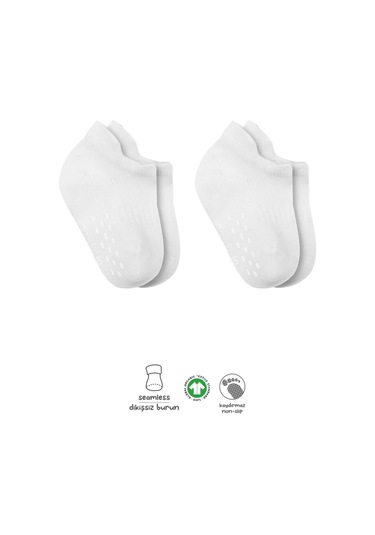 2'li Sneakers Kaymaz Basic Penye Çorap Bs20103 Beyaz Beyaz Renkli Çok Renkli