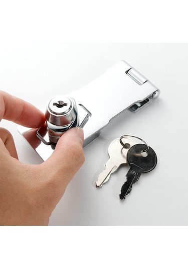 Kilitli Ve Vidalı Dolap Kapı Kilitleri, 64 Mm, 2 Parça, Anahtarlı Kilit, Krom B