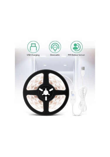 Pazly Usb Aydınlatma Şeridi - 60 Led, Pır Sensörlü, 3 Modlu, Tv & Masaüstü Dekor Işığı