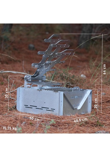 Kamp Ayısı Grillfish Katlanır Özel Kutulu 2mm Galvaniz Çelik Balık Izgaralı Mangal & Ateş Çukuru Gri