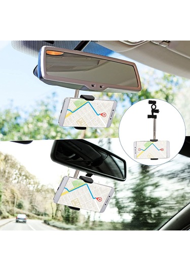 Singree 360 Evrensel Araç Aynası Telefon Tutucu - Gps Ve 4-6.1" Telefonlar İçin Siyah