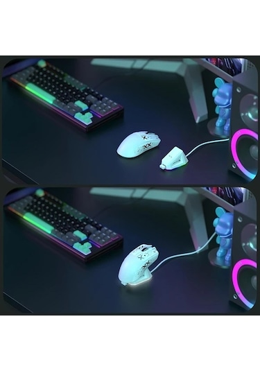 Sandwich Attack Shark X11 Beyaz Hafif Kablosuz Rgb Oyun Faresi 22k Paw3311 Sensör 5 Tuşlu Bilgisayar Mac -