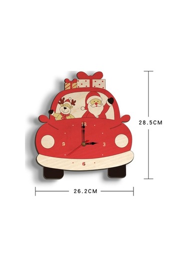 Goldenqian Sevimli Karikatür Akrilik Duvar Saati Sessiz Noel Noel Baba Elk Ng7fjz Kırmızı