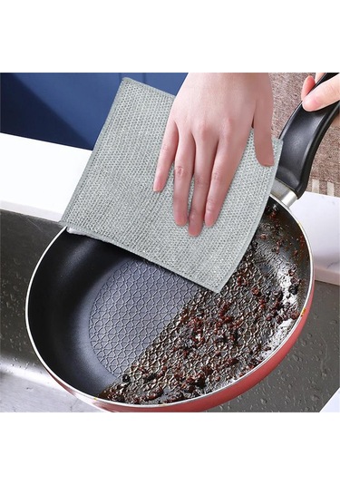 2 Adet Telli Bulaşık Bezi Ovma Teli Pratik Çizmez Bulaşık Süngeri Çok Amaçlı Temizlik Süngeri