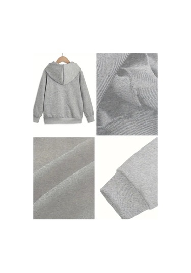 Kışlık Kapüşonlu Sweatshirt, Çocuk Ayı Suprise Baskılı Gri