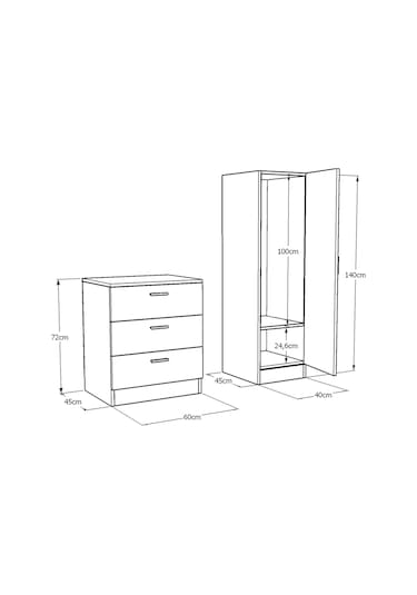 Yurudesign Nancy Aynalı Şifonyer Gardırop Çam-Antrasit