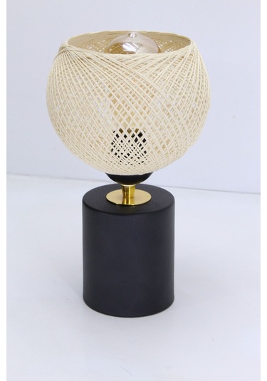 Badem Masa Abajuru Gece Lambası Yatak Başı Aydınlatma Dekoratif Lamba Krem Siyah