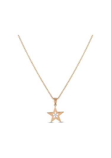 0.01 Karat Pırlanta Yıldız Trend Kolye T13550 Beyaz