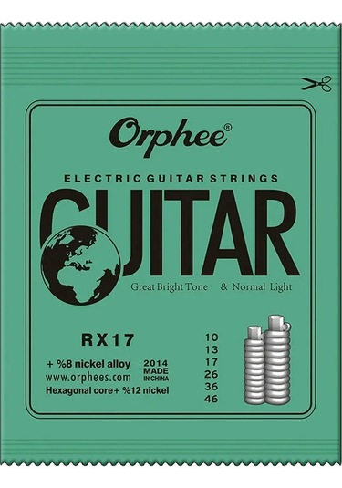 10 Takım Orphee Elektro Gitar Dizeleri Seti Rx Serisi Altıgen Karbon Çelik Profesyonel Başlangıç Uygulama Elektro Gitar Parçaları Yellow