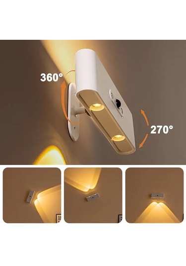 Ledx Sk-bd188f Çift Yönlü Hareket Sensörlü Dekoratif Şarjlı Duvar Aplik 2 Mercekli 15 Smd Ledli 3000k-4000k-6500k Beyaz