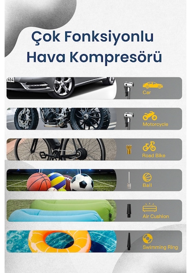 150psı Taşınabilir Kablosuz Şişirme Pompası Bisiklet-araba-motosiklet-top Sişirme Pompası Siyah