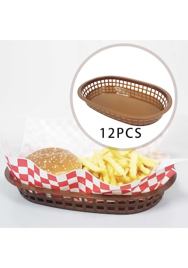 Suntek Restoran Oval Fast Food Sepeti Kahverengi 12 Adet