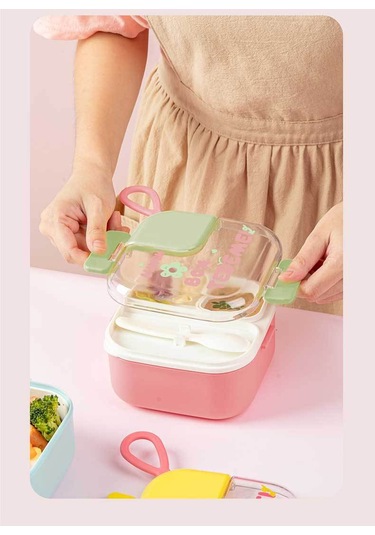 Jian Fan Çift Katmanlımikrodalga Fırnıstma Bento Kutusu Mavi Blue