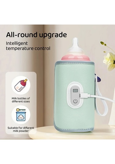 Boatshop1 Yeşil Taşınabilir Dijital Ekranlı Şişe Isıtıcı Usb Isıtma 5 Hızlı Sıcaklık Kontrolü Evrensel Uyumluluk