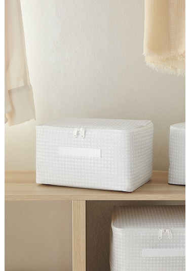 Home Wave 4'lü Küçük Boy Gri Pötikare Hurç Set 30 x 22 x 18 cm