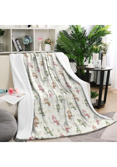 Noel Desenli 60x80 İnç Polar Battaniye, Yumuşak, Hafif Ve Kalın, Erkek, Kadın Ve Çocuk İçin Noel Kar Tanrısı Eşarp