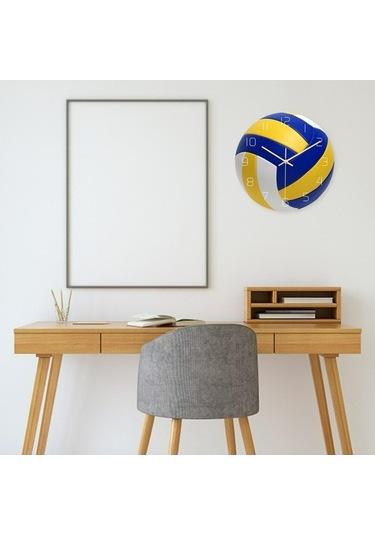 Pazly Yuvarlak Voleybol Voleybol Topu Suntek Spor Sessiz Saati Duvar 12 '' İd Çok Renkli