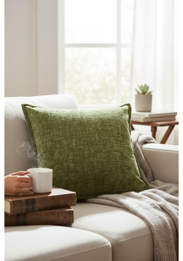 Kırlent İthal Kadife Kumaş 3'lü Set - Yumuşak Dokulu Dekoratif Özel Tasarım Kırlent Kılıfı - S10 Yeşil