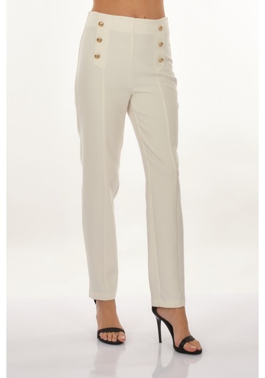 Perspective Duble Paça Ekru Kadın Pantolon 24051724 001