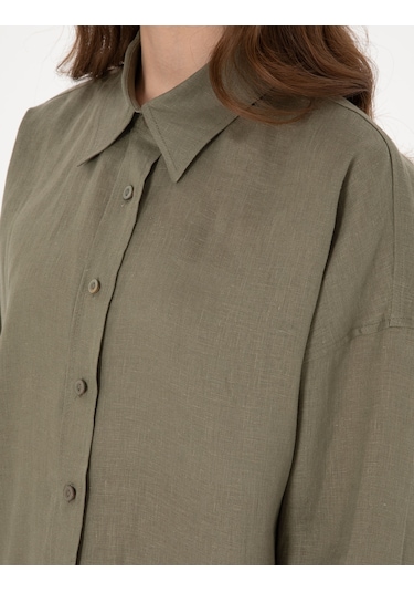 Pierre Cardin Kadın Haki Gömlek Desenli 50301078-vr027 Haki