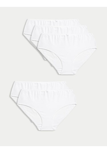 Marks & Spencer 5'li Cotton Lycra Short Külot Seti Beyaz