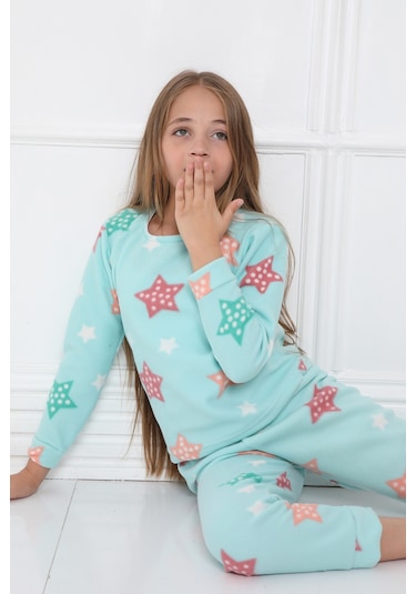 Sleeproom Kişlik Çocuk Polar Pijama Takim Turkuaz