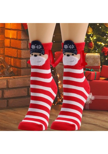 Homyl 1 Çift El Ele Çorap Hediye Rahat Orta Tüp Sevimli Kırmızı