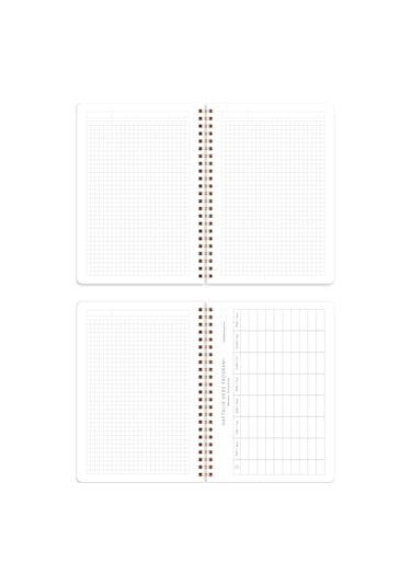 A5 Spiralli Karton Kapak 2 Li Set Kareli Okul Defteri 80 Yaprak, Ders Programlı Ayıcık