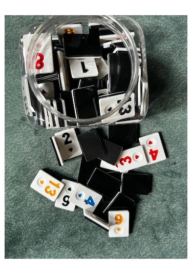 Çift Katlı Okey Taşı Siyah - Beyaz