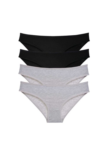 4 adet Süper Eko Set Likralı Kadın Slip Külot Siyah Gri RYL-EKO4011 Gri - Siyah