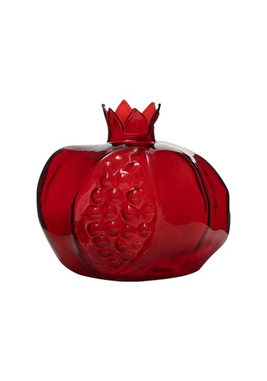 Skycity Burgundy Cam Nar Şekilli Vazo - Masaüstü Su Bitkileri, Yapay Çiçekler İçin Dekoratif, Sabit Tabanlı, 10x10cm