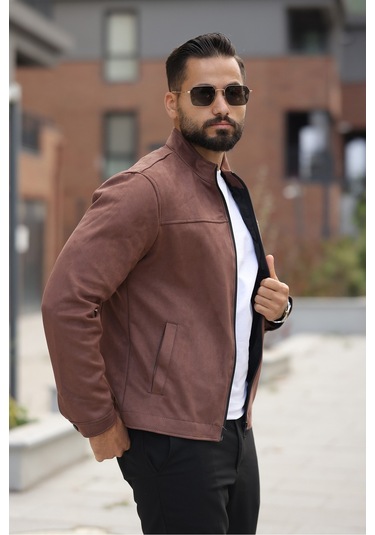 Basic Baharlık Süet Ceket - Sade Ve Şık Stil Kahverengi Süet