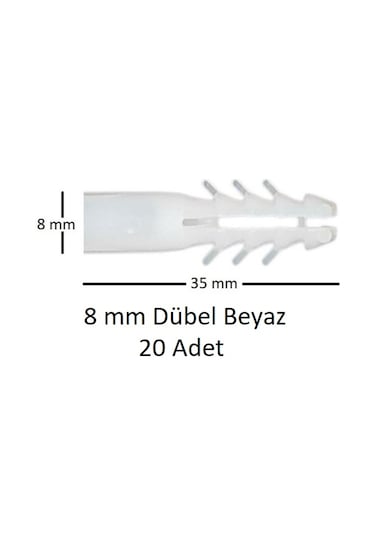Dübel, 8 Mm Beyaz Dübel, 20 Adet