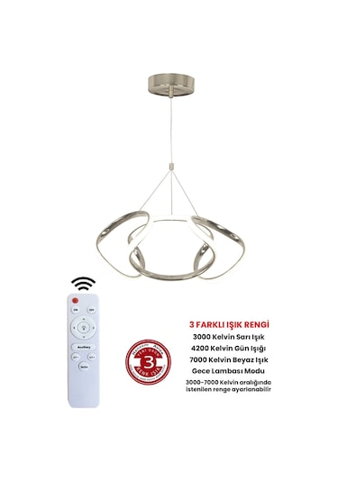 Ransom Kumandalı Krom Dimmerli Led Avize Dron Ledli Avize Krom