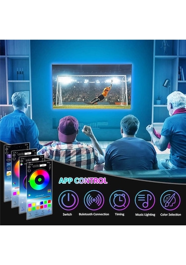 Telefon Kontrollü Tv Arkası Rgb Şerit Led 2 Metre