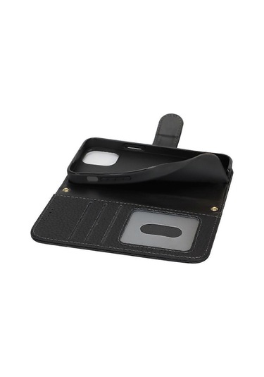 İphone 13 Mini Stand Kılıf Litchi Dokulu Hakiki İnek Derisi Cüzdan Telefon Kılıfı Rfıd İle Uyumlu Çok Renkli